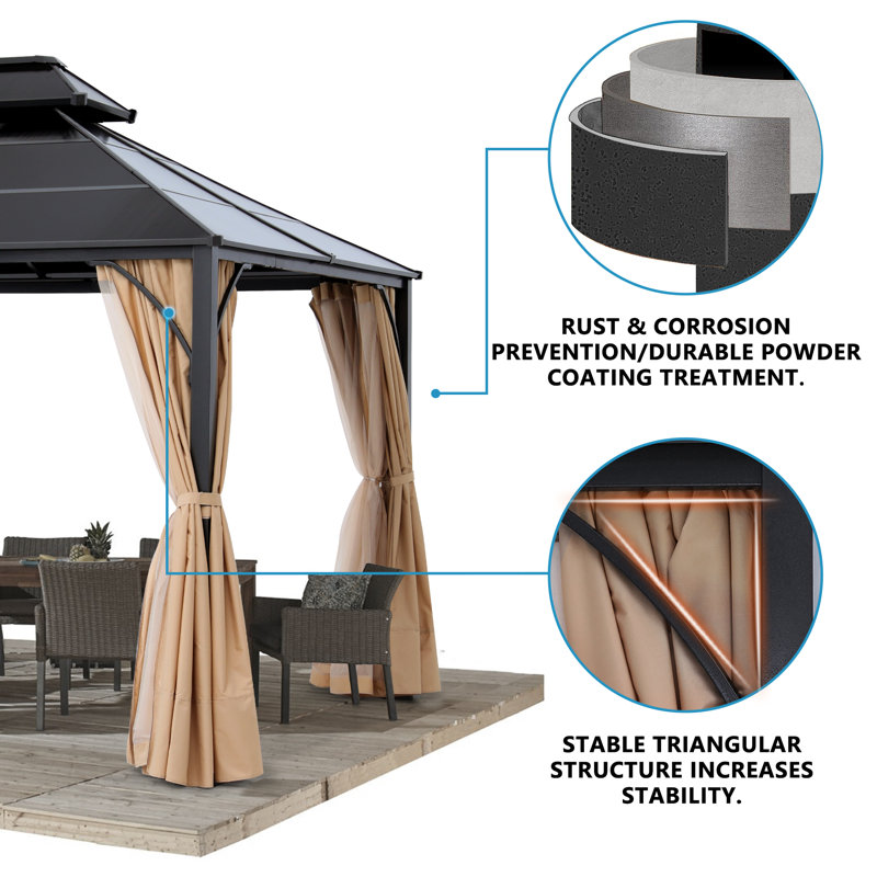 ABCCANOPY The Polycarbonate Roof Gazebos Metal Patio Gazebo Wayfair